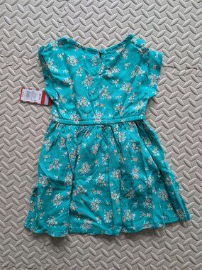 Cat & Jack Girl's Jade Green Floral Dress XS (4/5) NWT